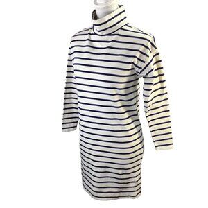 Vineyard Vines Striped Dress Funnel Neck Cotton XXS Pullover 2q2568 Blue Cream
